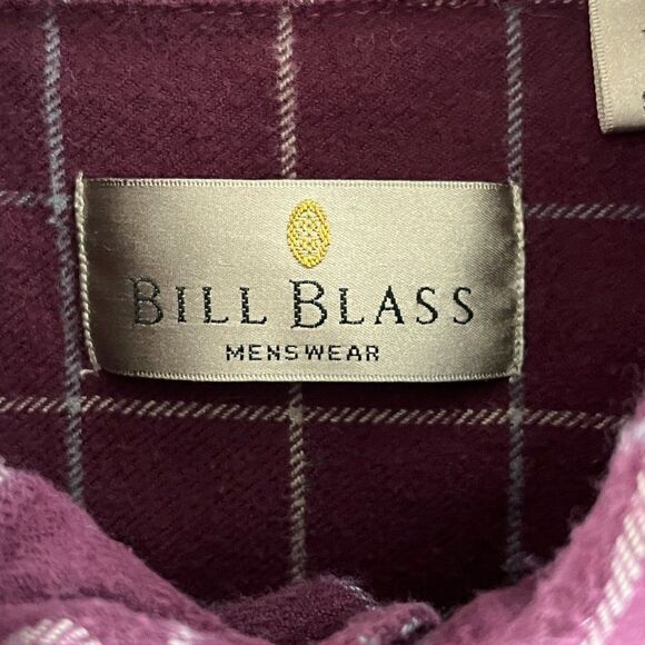 Bill Blass Mens Plaid Shirt Extra Large Tall XLT Maroon Cotton - Picture 4 of 16